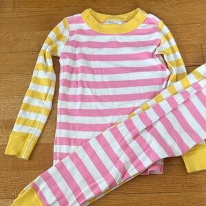 Hanna Andersson Pink, Yellow & White Striped Kids Pajama Set